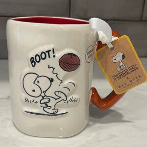 Rae Dunn Peanuts Snoopy Boot 🏈 Football~Superbowl Mug with Red Interior